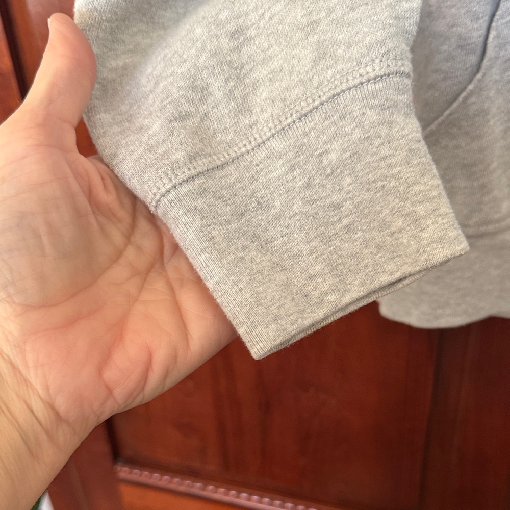 American Eagle Outfitters Light Gray Hoodie with Pink Floral Embroidery - Picture 5 of 7
